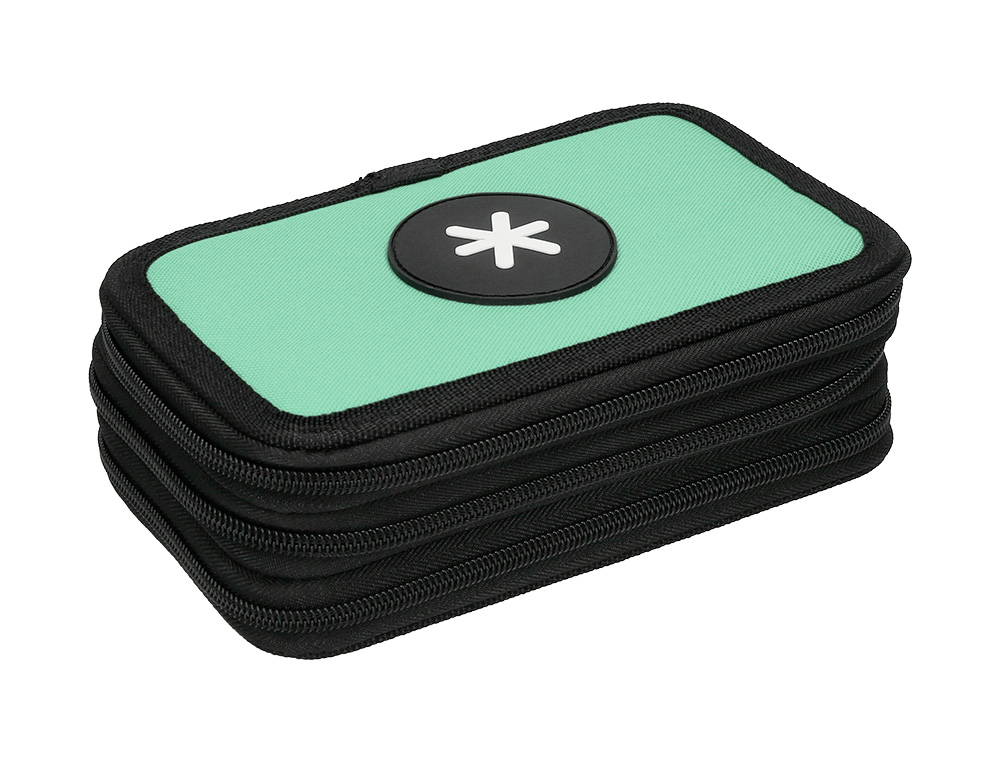 ESTOJO ESCOLAR ANTARTIK TRIPLO COR MENTA 36 PECAS 200X125X65 MM