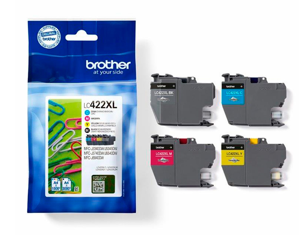 TINTEIRO BROTHER LC-422XLVAL MFC-J5340DW / MFC-J5740DW / MFC-J6540DW / MFC-J6940DW 3000 PAGINAS PRETO 1500 PAGINAS CORES