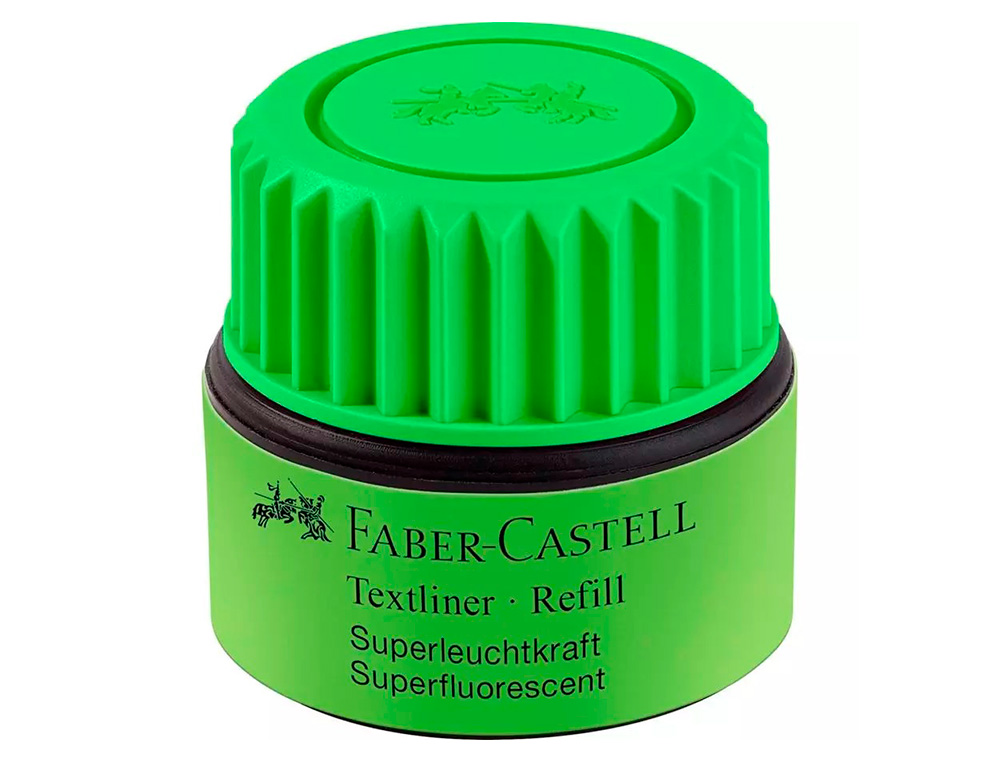 TINTA MARCADOR FABER CASTELL FLUORESCENTE 1549 COM SISTEMA CAPILAR COR VERDE FRASCO DE 30 ML