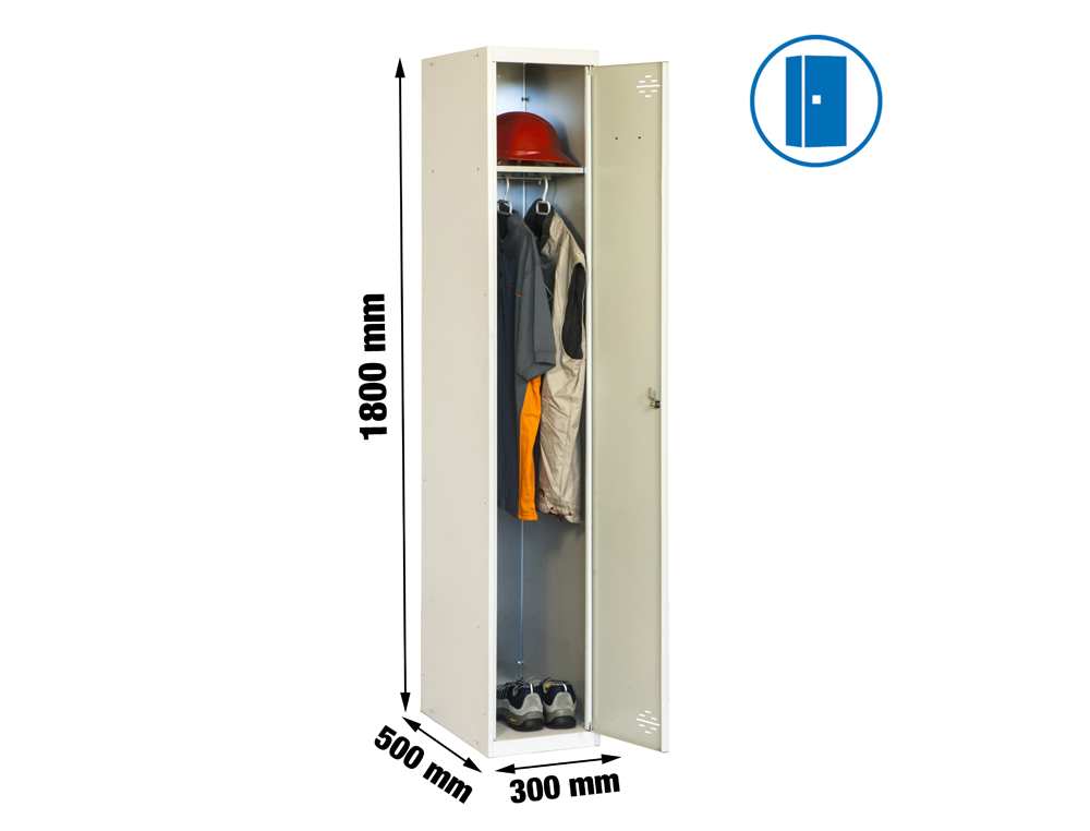 CACIFO METALICO SIMONLOCKER 1 PORTA COM FECHADURA RESPIRO E CAIXILHO PARA ETIQUETAS CINZA/CINZA 1800X500X300 MM