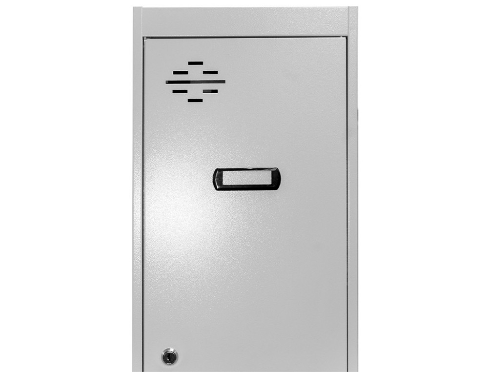 CACIFO METALICO SIMONLOCKER 2 PORTAS COM FECHADURA RESPIRO E CAIXILHO PARA ETIQUETAS CINZA/CINZA 1800X500X300 MM