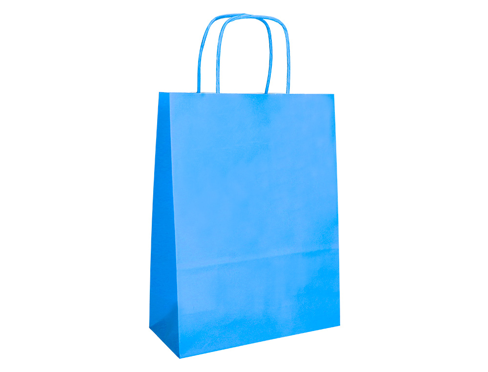SACO DE PAPEL Q-CONNECT CELULOSE CELESTE S COM ASA TORCIDA 240X320X100 MM