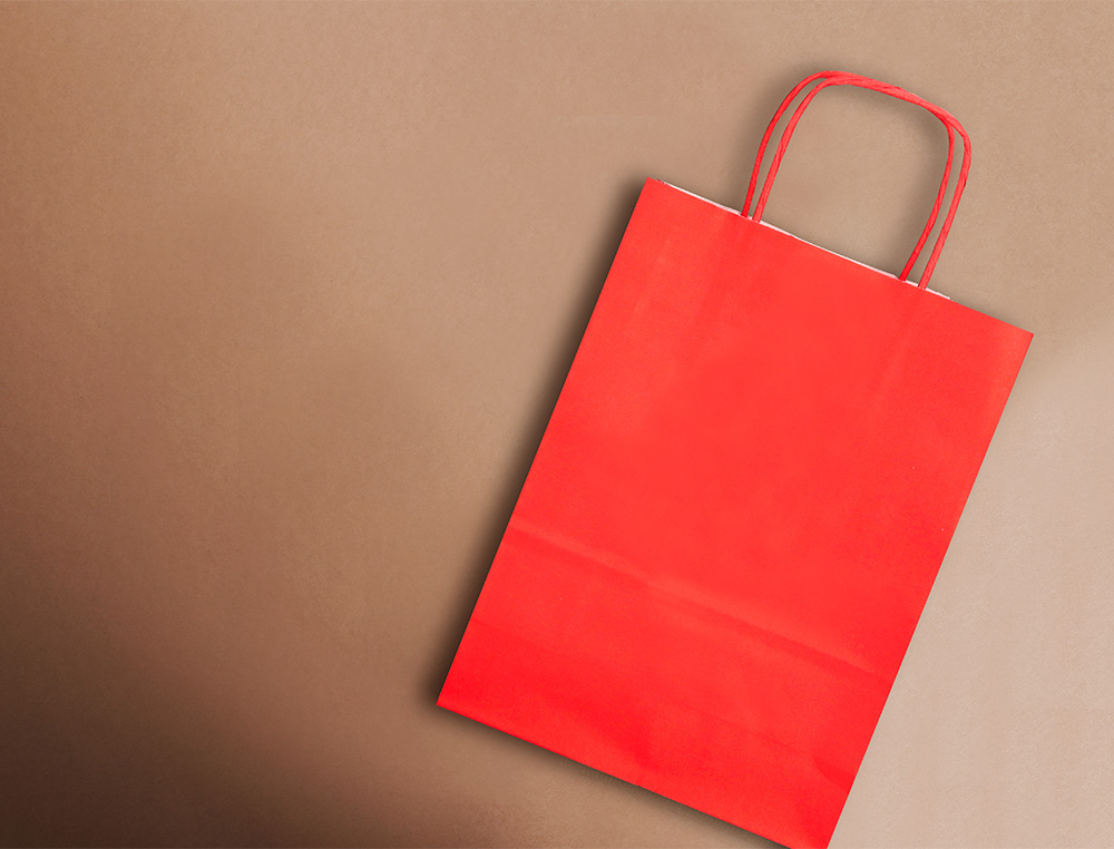 SACO DE PAPEL Q-CONNECT CELULOSE VERMELHO M COM ASA TORCIDA 270X370X12 MM