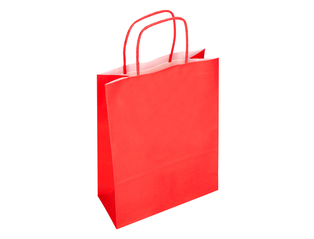 SACO DE PAPEL Q-CONNECT CELULOSE VERMELHO M COM ASA TORCIDA 270X370X12 MM