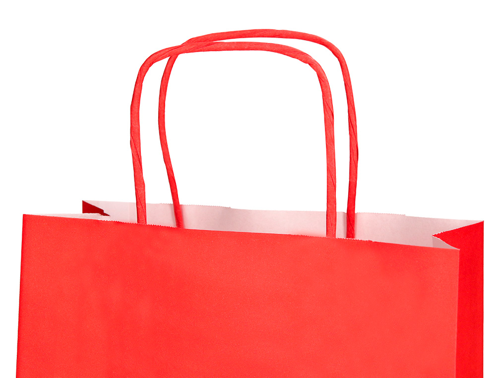 SACO DE PAPEL Q-CONNECT CELULOSE VERMELHO M COM ASA TORCIDA 270X370X12 MM