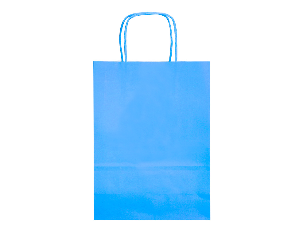 SACO DE PAPEL Q-CONNECT CELULOSE CELESTE M COM ASA TORCIDA 270X370X12 MM