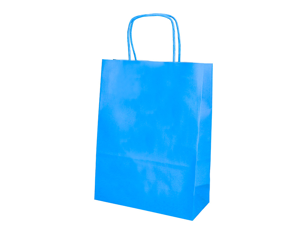 SACO DE PAPEL Q-CONNECT CELULOSE CELESTE M COM ASA TORCIDA 270X370X12 MM