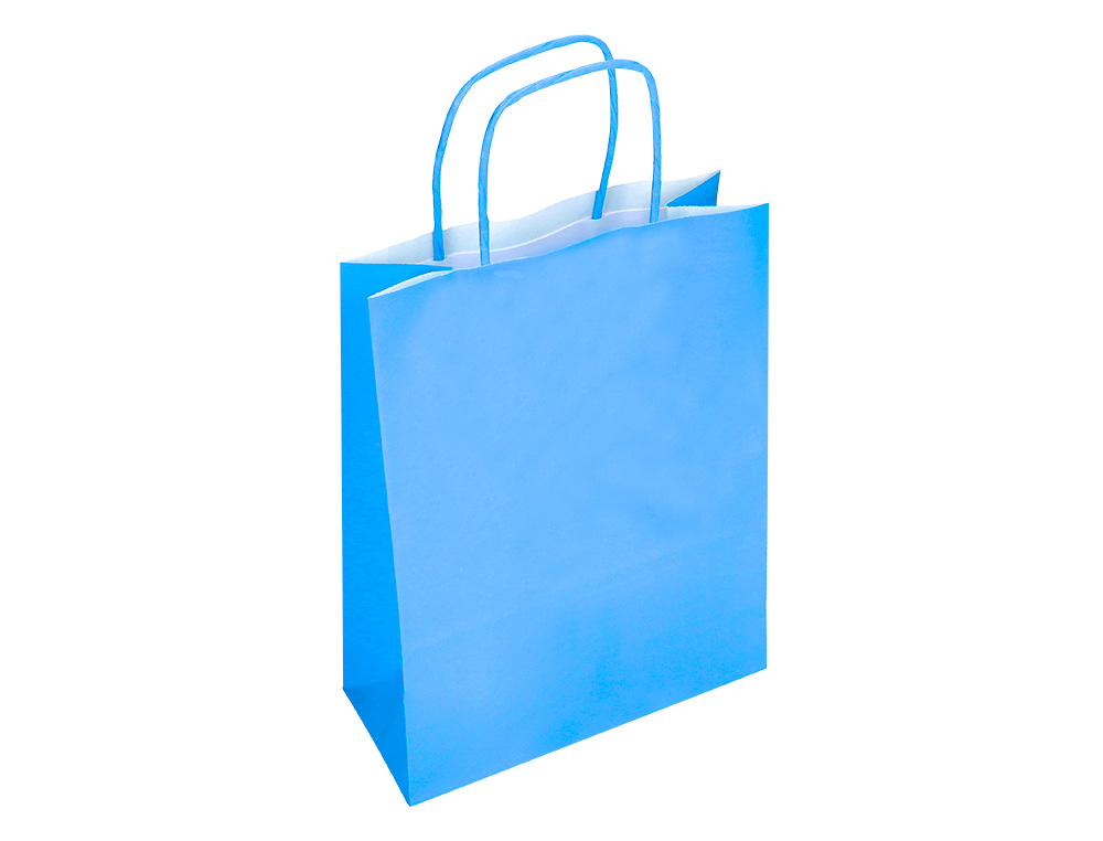 SACO DE PAPEL Q-CONNECT CELULOSE CELESTE M COM ASA TORCIDA 270X370X12 MM