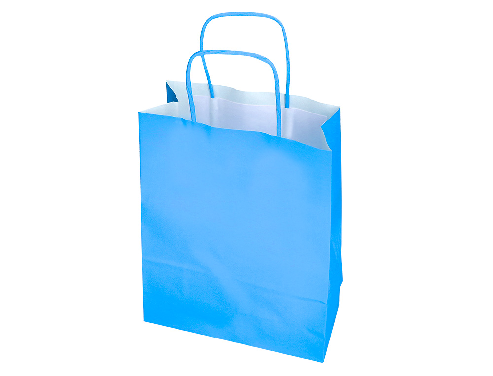 SACO DE PAPEL Q-CONNECT CELULOSE CELESTE M COM ASA TORCIDA 270X370X12 MM