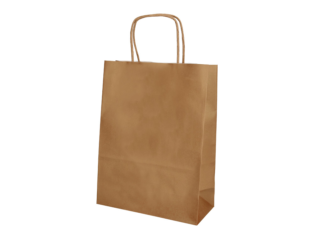 SACO DE PAPEL Q-CONNECT KRAFT NATURAL LISO L COM ASA TORCIDA 320X400X14 MM