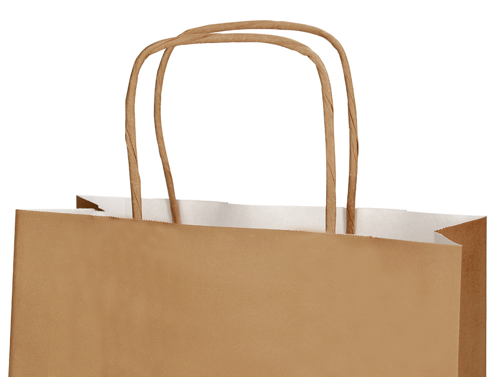 SACO DE PAPEL Q-CONNECT KRAFT NATURAL LISO L COM ASA TORCIDA 320X400X14 MM
