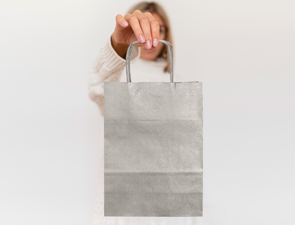SACO DE PAPEL Q-CONNECT KRAFT PRATA L COM ASA TORCIDA 320X400X140 MM
