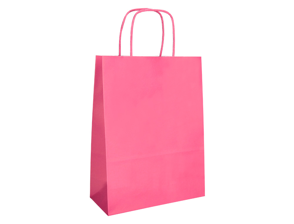 SACO DE PAPEL Q-CONNECT CELULOSE ROSA L COM ASA TORCIDA 320X400X14 MM