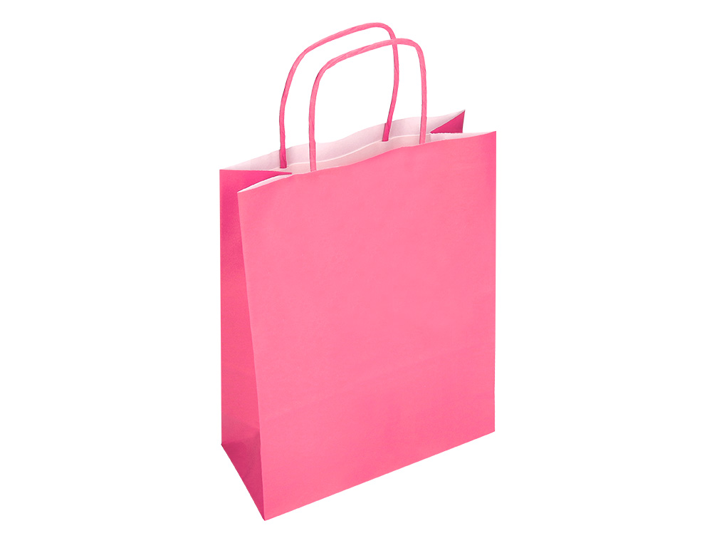 SACO DE PAPEL Q-CONNECT CELULOSE ROSA L COM ASA TORCIDA 320X400X14 MM