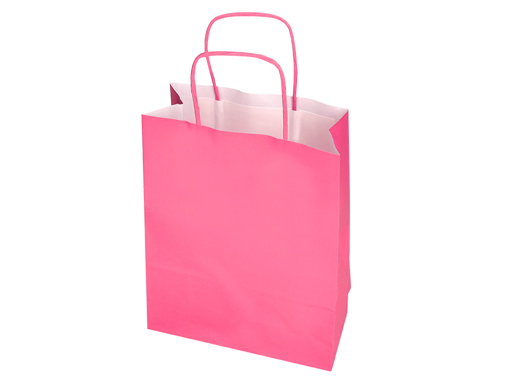 SACO DE PAPEL Q-CONNECT CELULOSE ROSA L COM ASA TORCIDA 320X400X14 MM
