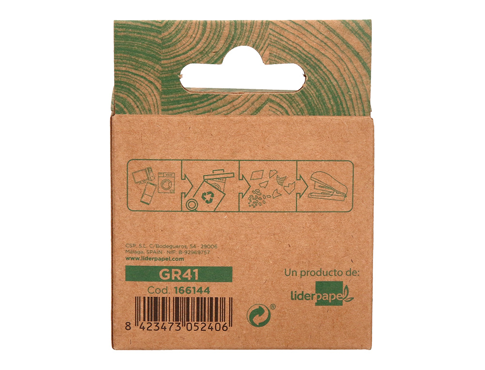 AGRAFADOR LIDERPAPEL ECOUSE MINI CAPACIDADE 12 FOLHAS 100% PLASTICO RECICLADO COM CAIXA DE 1000 AGRAFES 26/6