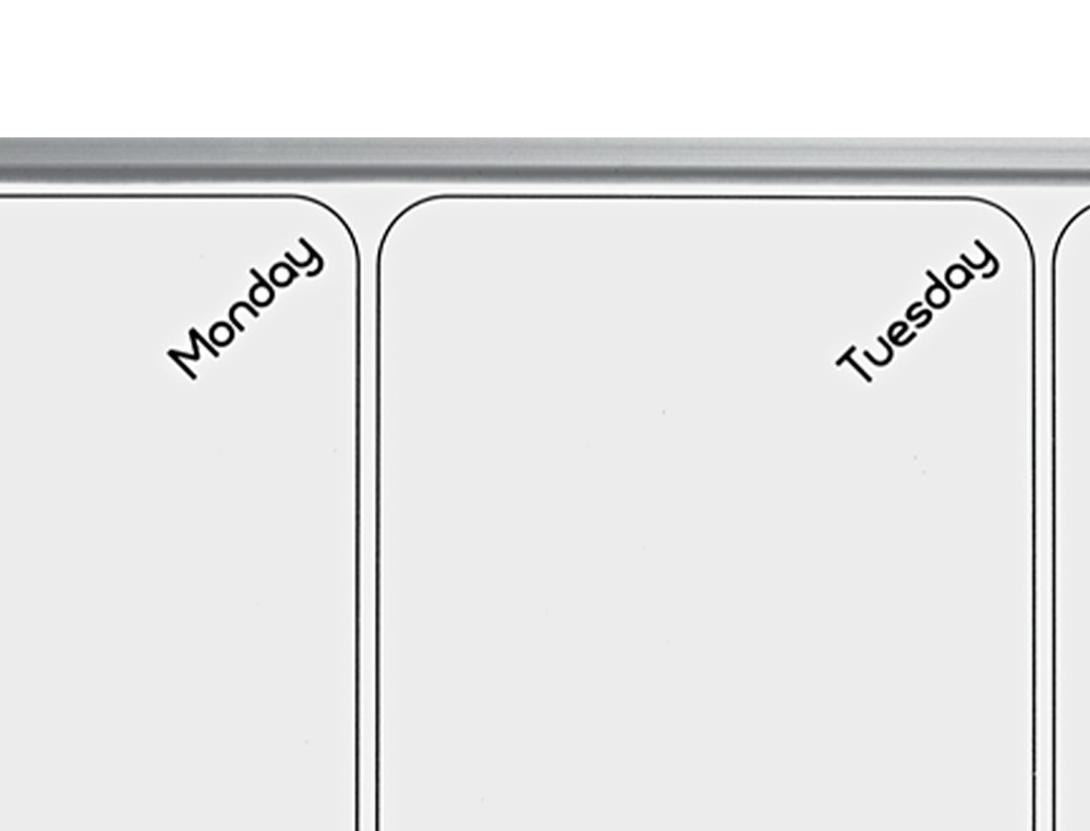 PLANIFICADOR SEMANAL NOBO MAGNETICO + TABULEIRO DE CORTICA HORIZONTAL COM MOLDURA DE ALUMINIO 585X190 MM