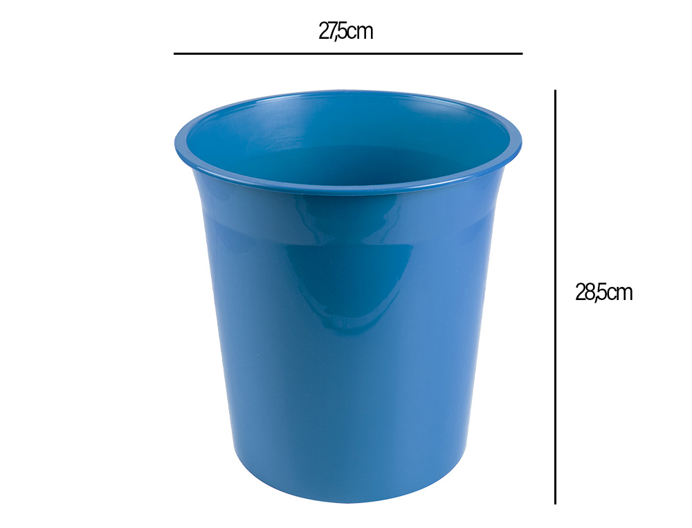 CESTO PLASTICO LIDERPAPEL ECOUSE 100% RECICLADO CELESTE OPACO 13 LITROS