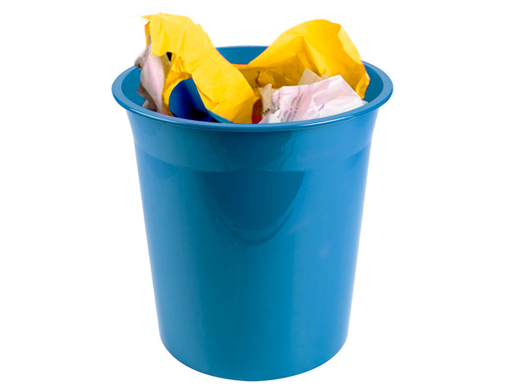 CESTO PLASTICO LIDERPAPEL ECOUSE 100% RECICLADO CELESTE OPACO 13 LITROS