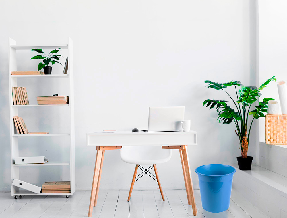 CESTO PLASTICO LIDERPAPEL ECOUSE 100% RECICLADO CELESTE OPACO 13 LITROS