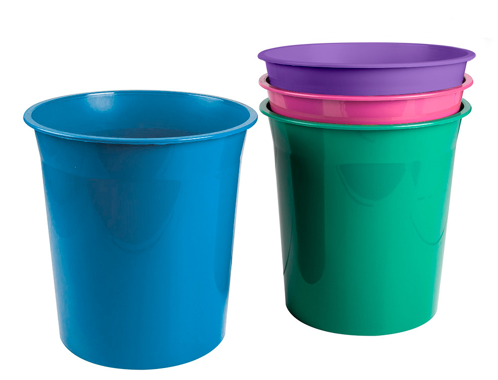 CESTO PLASTICO LIDERPAPEL ECOUSE 100% RECICLADO CELESTE OPACO 13 LITROS