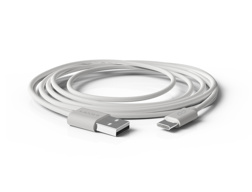 CABO GROOVY USB-A A TIPO C COMPRIMENTO 2 MT COR BRANCO
