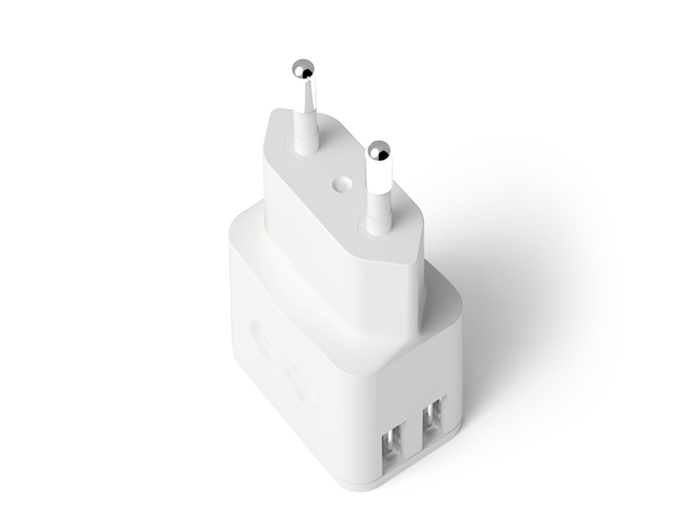 CARREGADOR DE PAREDE GROOVY 2 USB COR BRANCO