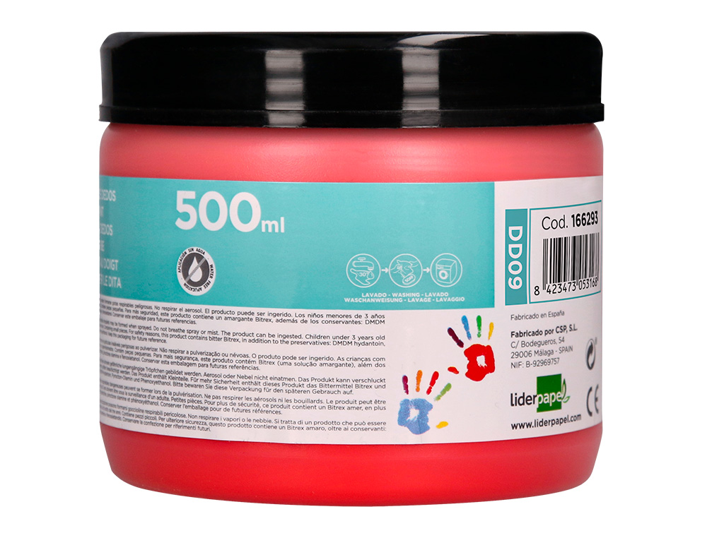 PINTURA A DEDOS LIDERPAPEL FRASCO DE 500 ML VERMELHO