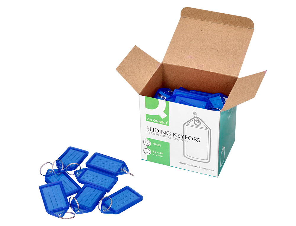 CHAVEIRO PORTA ETIQUETAS Q-CONNECT PREMIUM COR AZUL CAIXA DE 40 UNIDADES
