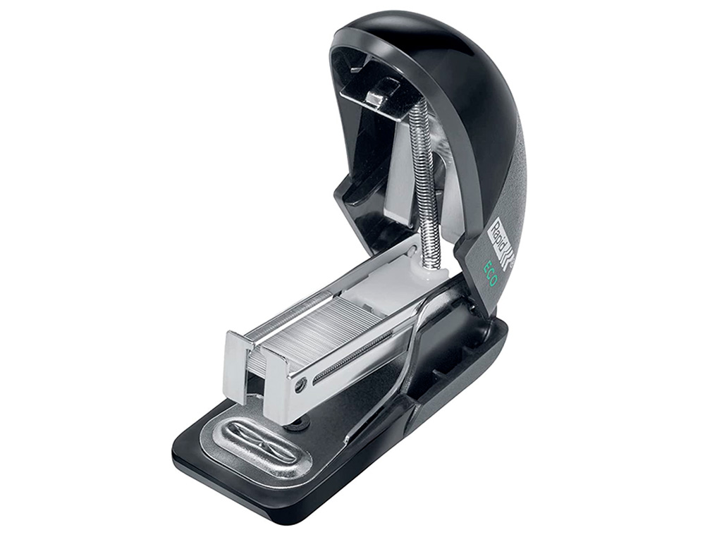 AGRAFADOR RAPID MINI FASHION ECO PLASTICO 100% RECICLADO CAPACIDADE 10 FOLHAS USA AGRAFES 24/6 E 26/6 COR PRETO