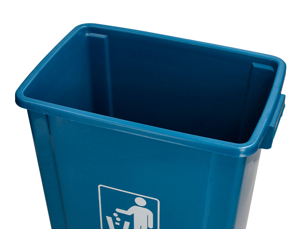 CONTENTOR DE LIXO Q-CONNECT PLASTICO COM TAMPA DE EMPURRAR 20 LITROS 340X240X450 MM AZUL