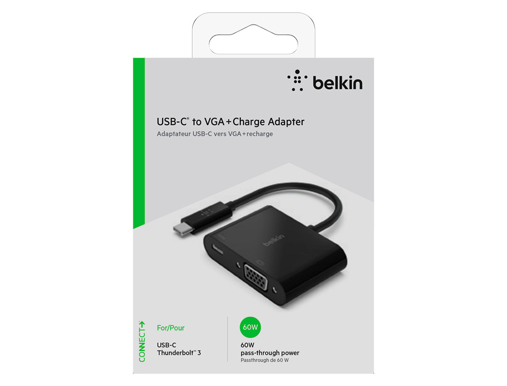 ADAPTADOR BELKIN AVC001BTBK USB-C PARA VGA + CARREGADOR COR PRETO
