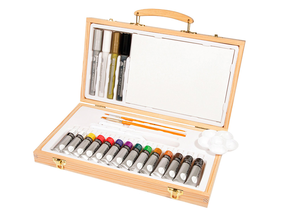 MALA DE PINTURAS ACRILICAS DALER ROWNEY MADEIRA 26 PECAS 334X204X50 MM