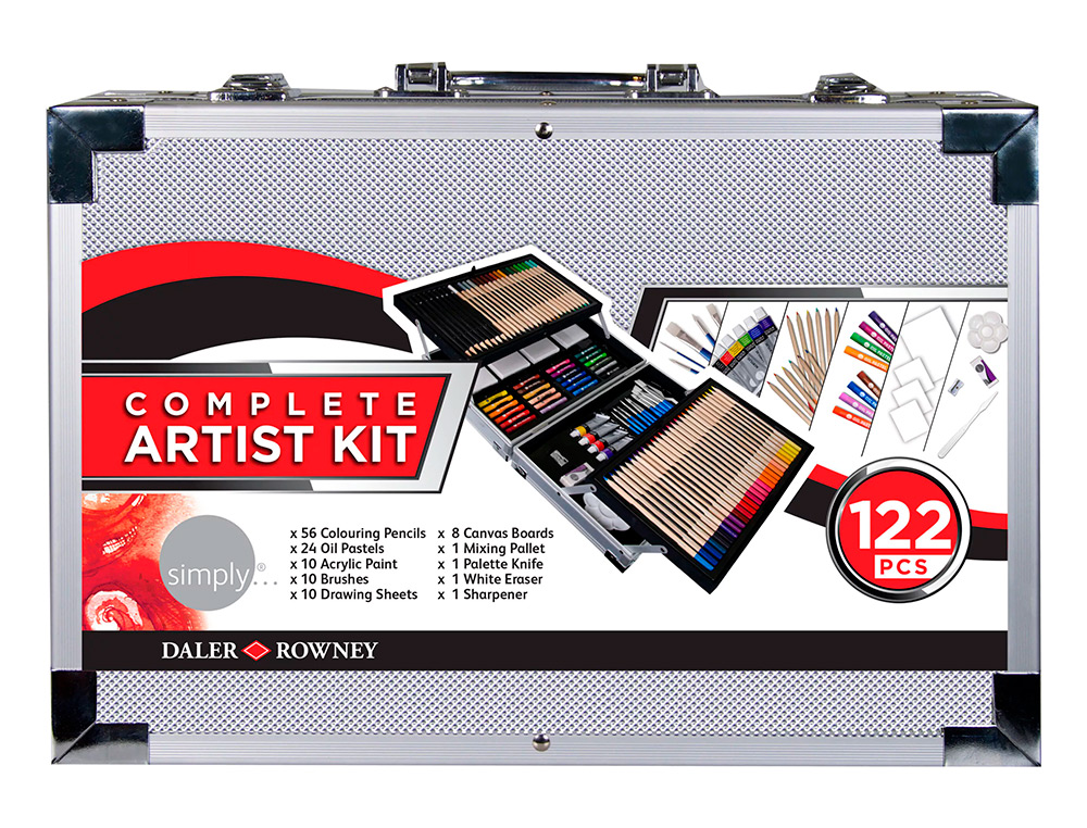 MALA DE PINTURAS DALER ROWNEY METALICO 122 PECAS 347X94X240 MM