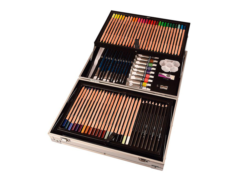 MALA DE PINTURAS DALER ROWNEY METALICO 122 PECAS 347X94X240 MM