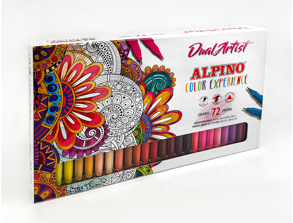 MARCADOR ALPINO DUAL ARTIST DUPLA PONTA COLOR EXPERIENCE ESTOJO DE 72 UNIDADES CORES SORTIDAS