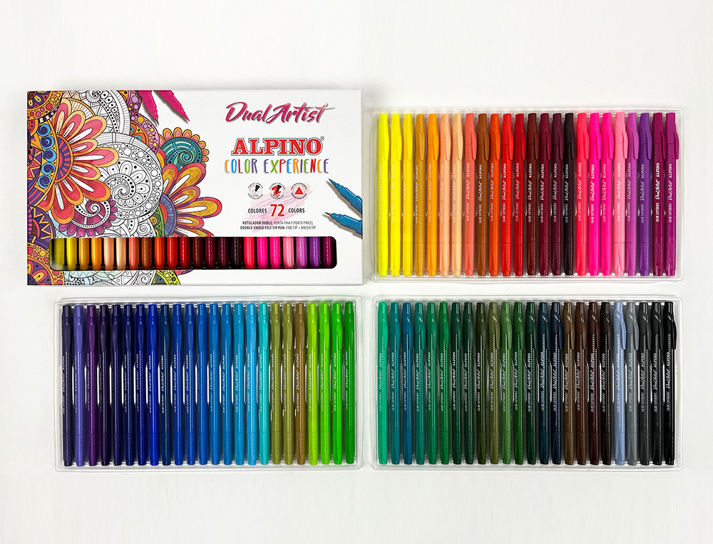MARCADOR ALPINO DUAL ARTIST DUPLA PONTA COLOR EXPERIENCE ESTOJO DE 72 UNIDADES CORES SORTIDAS