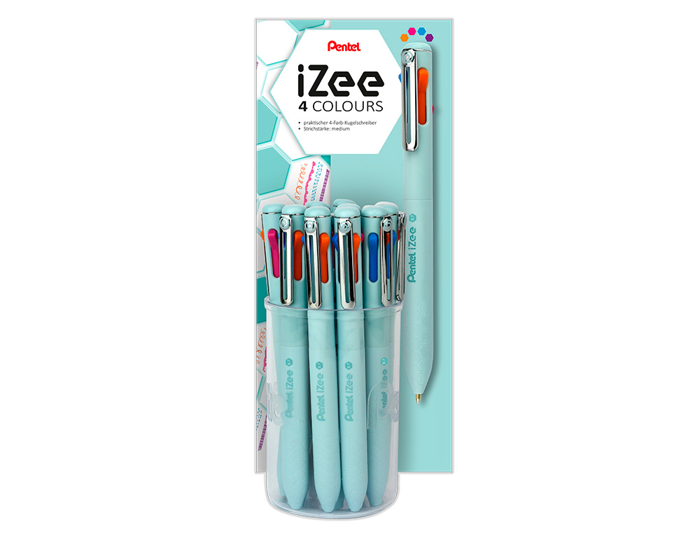 ESFEROGRAFICA PENTEL IZEE MULTICOLOR EM COPO EXPOSITOR COM 12 UNIDADES CORPO MENTA