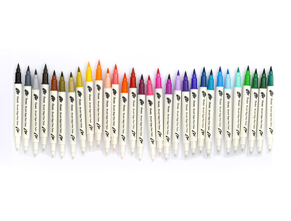 PINCEL PENTEL BRUSH SIGN PEN COM PONTA DUPLA ESTOJO COM 30 UNIDADES