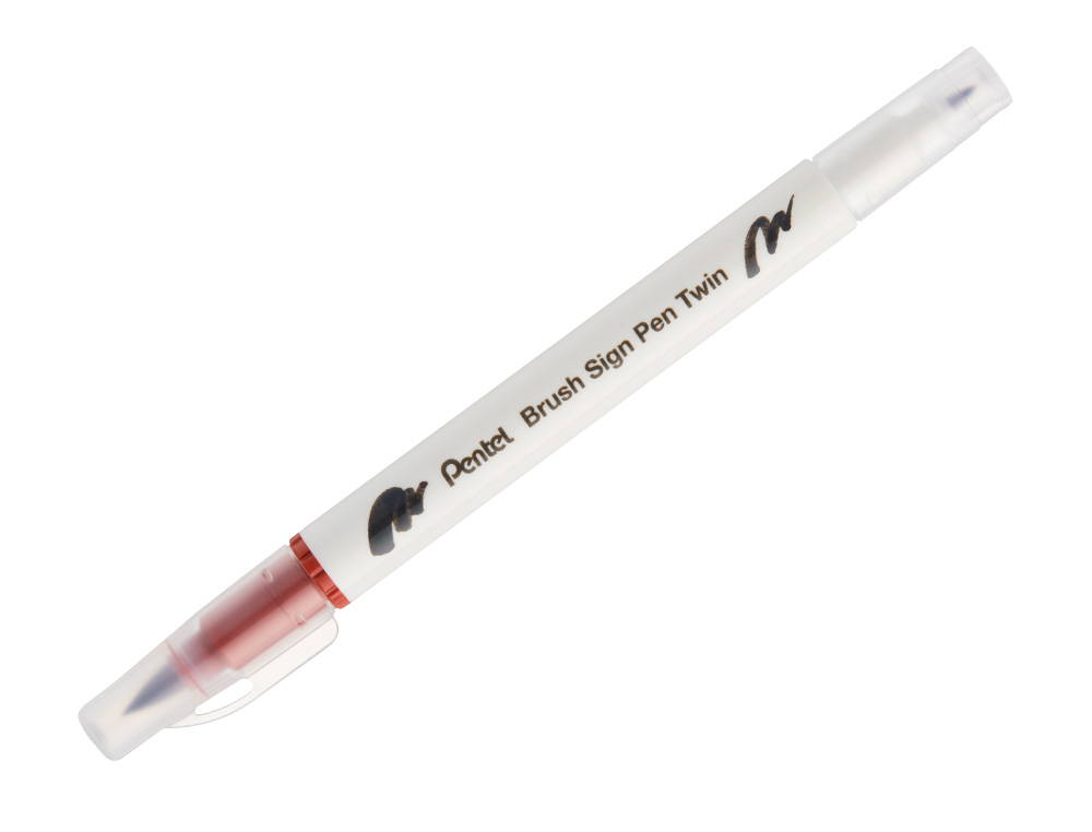 PINCEL PENTEL BRUSH SIGN PEN COM PONTA DUPLA COR CASTANHO