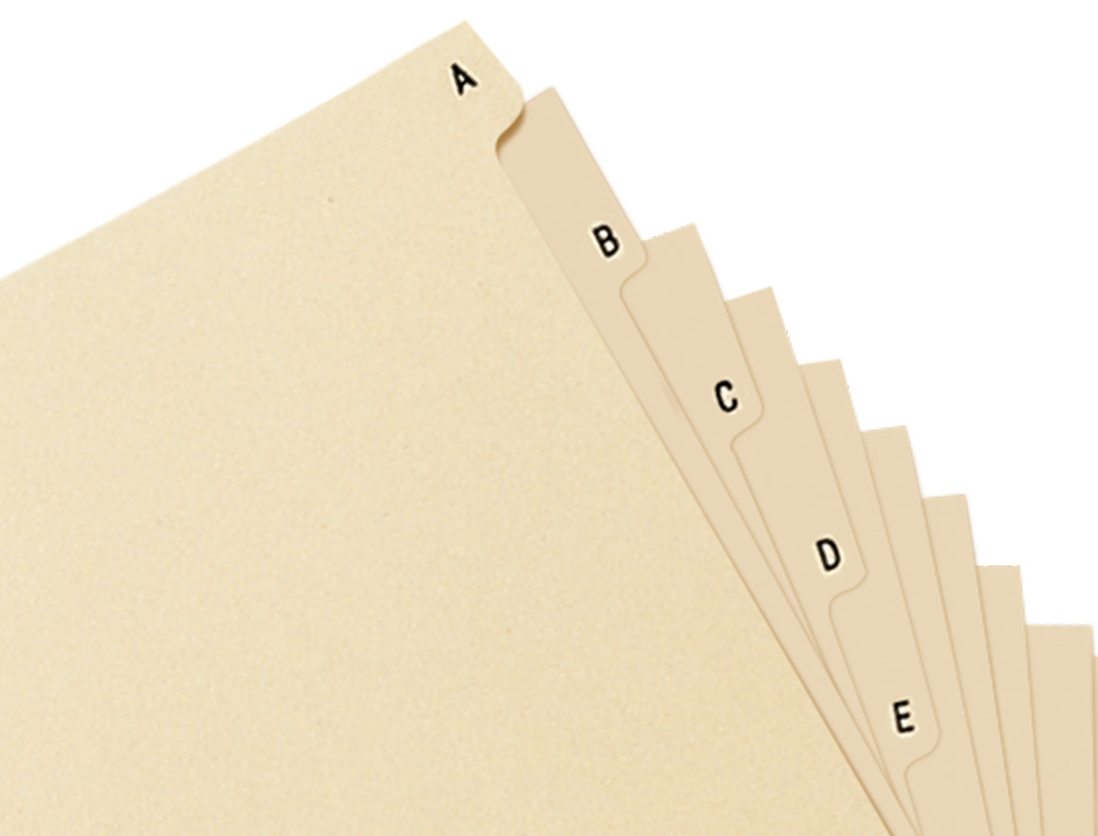 INDICE ALFABETICO LIDERPAPEL CLASSIFICADOR CARTOLINA PARA ARQUIVADOR QUARTO AO BAIXO