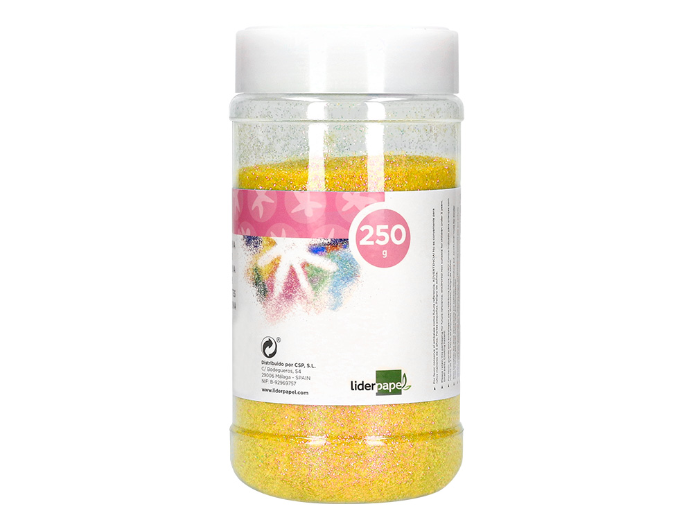 PURPURINA LIDERPAPEL FANTASIA COR AMARELO PASTEL METALIZADO FRASCO DE 250 GR