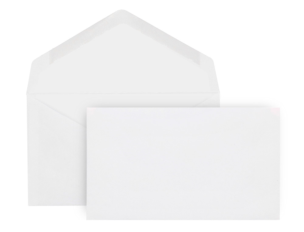 ENVELOPE LIDERPAPEL BRANCO COM FUNDO 95X162 MM ENGOMADO ABA EM BICO CAIXA DE 500 UNIDADES