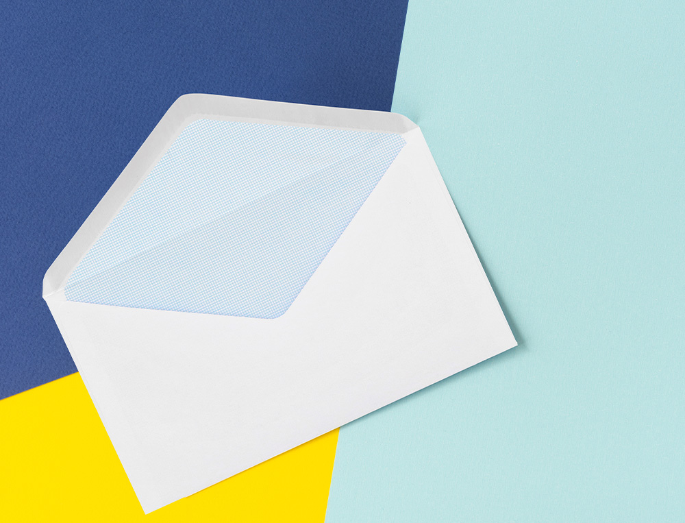 ENVELOPE LIDERPAPEL BRANCO COM FUNDO 95X162 MM ENGOMADO ABA EM BICO EMBALAGEM DE 25 UNIDADES