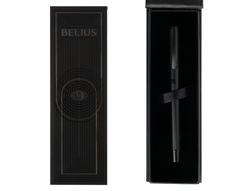 ROLLER BELIUS TURBO ALUMINIO DESENHO PRETO TINTA AZUL CAIXA DESIGN