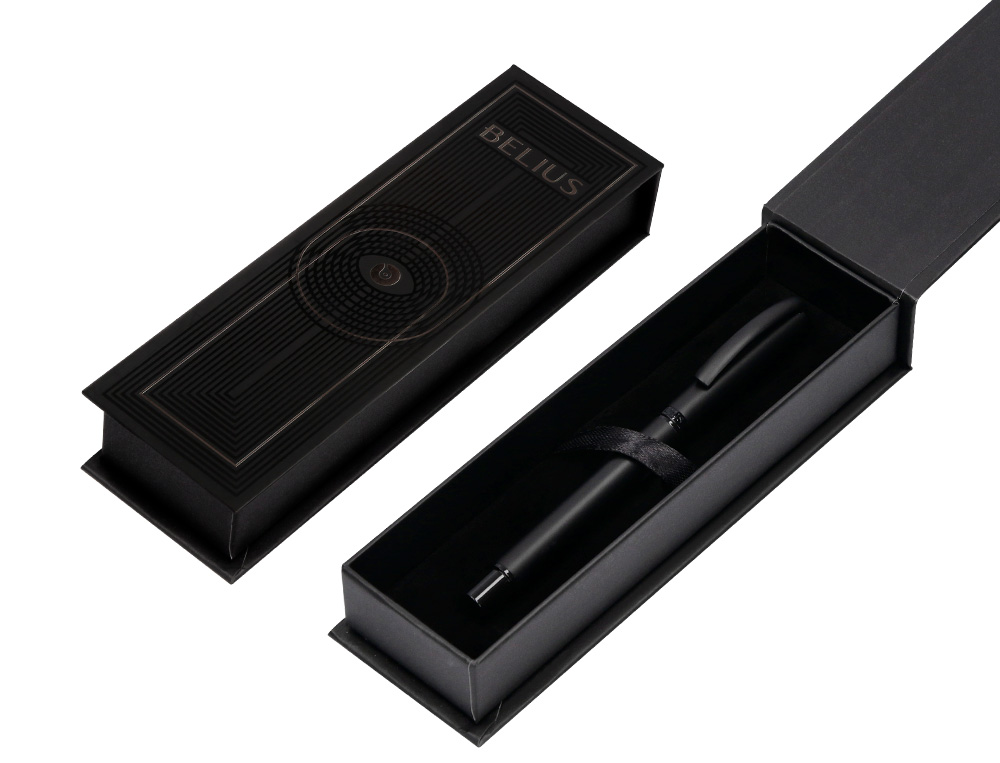 ROLLER BELIUS TURBO ALUMINIO DESENHO PRETO TINTA AZUL CAIXA DESIGN