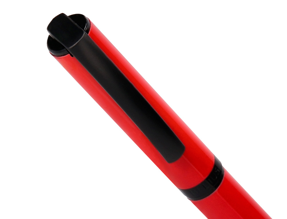 ESFEROGRAFICA BELIUS TURBO ALUMINIO DESENHO VERMELHO E PRETO TINTA AZUL CAIXA DESIGN