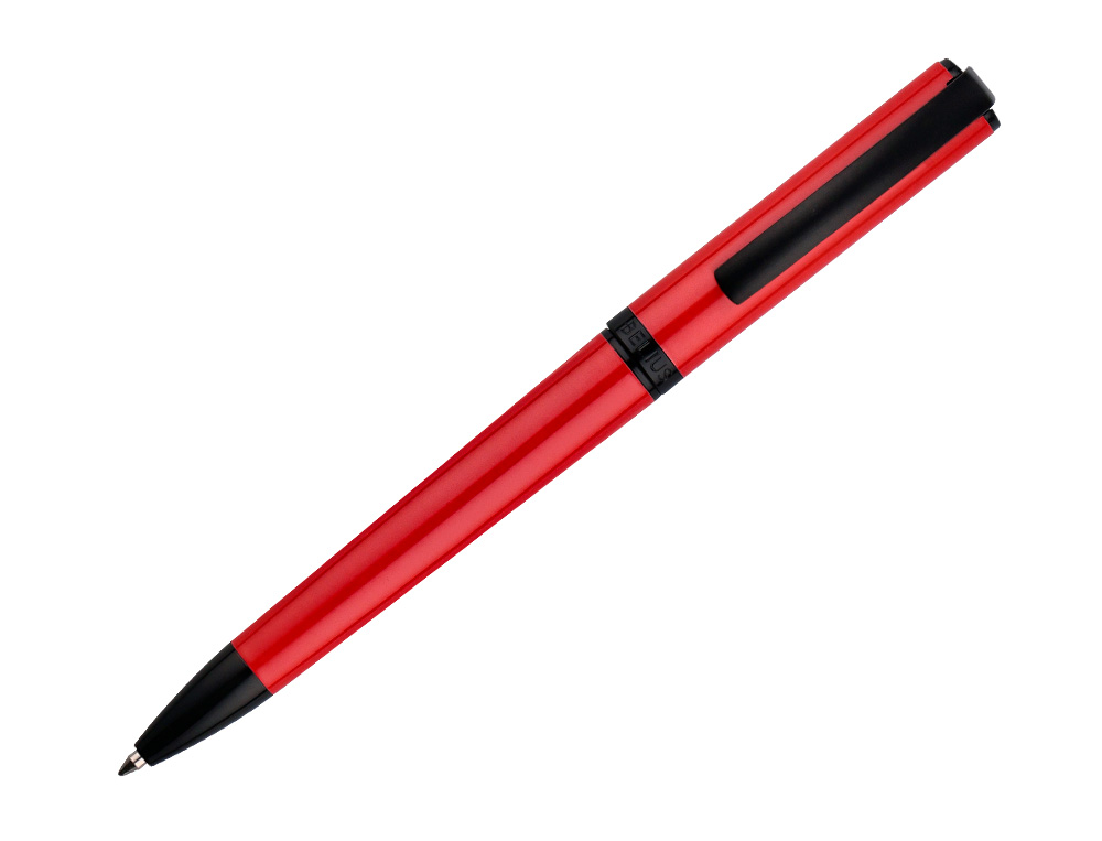 ESFEROGRAFICA BELIUS TURBO ALUMINIO DESENHO VERMELHO E PRETO TINTA AZUL CAIXA DESIGN