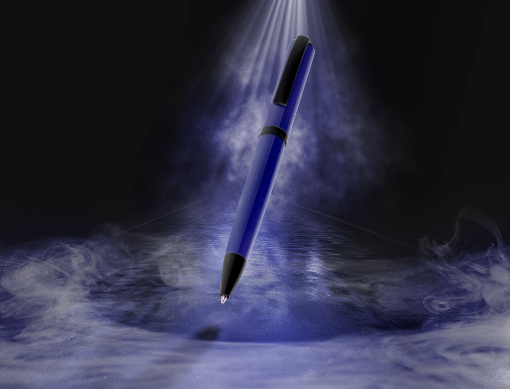 ESFEROGRAFICA BELIUS TURBO ALUMINIO DESENHO AZUL E PRETO TINTA AZUL CAIXA DESIGN