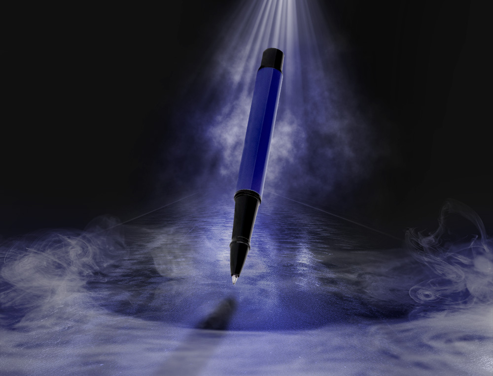 ESFEROGRAFICA BELIUS TURBO ALUMINIO DESENHO AZUL E PRETO TINTA AZUL CAIXA DESIGN